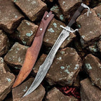 Handmade Damascus Spartan Sword with Sheath – full product view