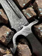 Handmade Damascus Spartan Sword with Sheath – alternate display angle