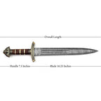 23-inch handmade full-tang Damascus Viking short sword with rosewood handle – view 1