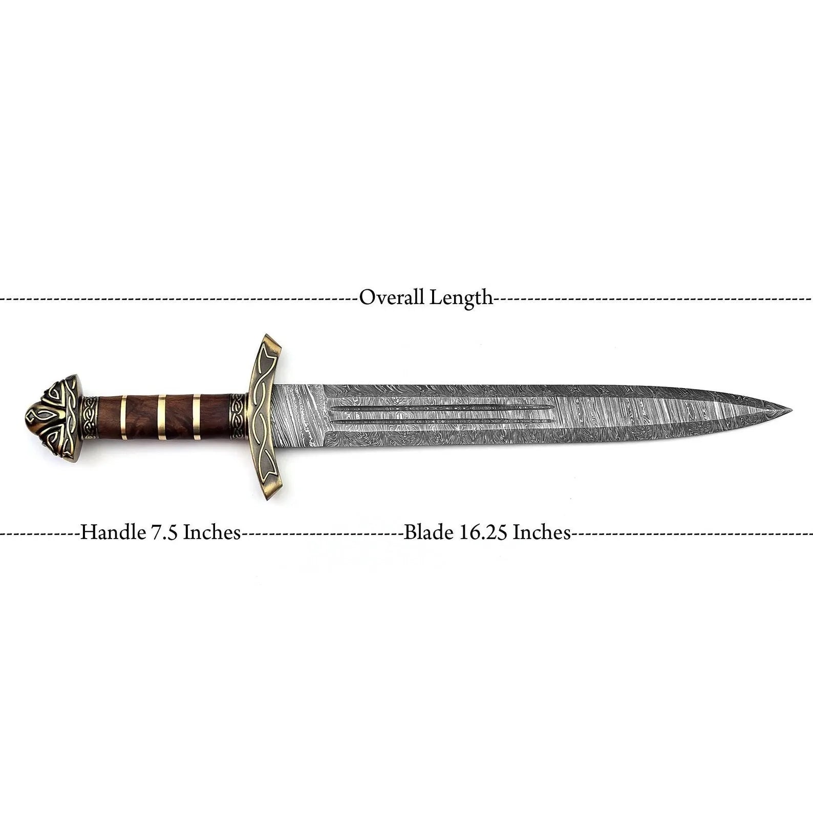 Handmade Damascus Steel Sword Short Viking Medieval Full Tang with Scabbard