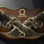 God of War Blades of Chaos Replica Set with Chains – collector display view