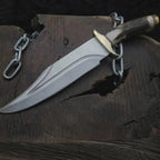 Bullet Train The Wolf Bowie Knife Replica – Stag Handle – collector display view