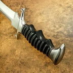 15-inch handmade D2 steel Bowie knife with bull horn handle and leather sheath – view 3