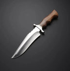 11-inch handmade D2 steel hunting knife with rosewood handle and leather sheath – view 3