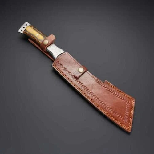 Custom Handmade Damascus Steel Machete Knife | Camping Knife | Wood Handle