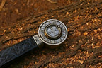 Handmade Damascus Templar Sword with Rosewood Scabbard – craftsmanship close-up