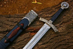 Handmade Damascus Templar Sword with Rosewood Scabbard – blade or head profile