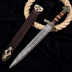 23-inch handmade full-tang Damascus Viking short sword with rosewood handle – view 3