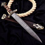 23-inch handmade full-tang Damascus Viking short sword with rosewood handle – view 4