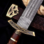23-inch handmade full-tang Damascus Viking short sword with rosewood handle – view 5