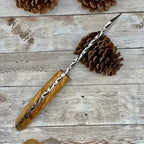 10-inch handmade high-carbon steel camping knife with olive wood handle and fire starter – view 4