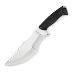 12-inch handmade high-carbon steel tracker knife with black Micarta handle and sheath – view 2