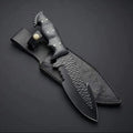 HANDMADE POWDER COATED HIGH CARBON STEEL HUNTING KNIFE | LINEN MICARTA HANDLE