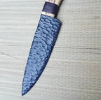 12-inch handmade powder-coated hunting knife with stag horn and leather-wrapped handle – view 3