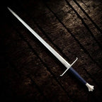 38-inch hand-forged 5160 spring-steel full-tang longsword with leather scabbard – view 1