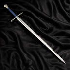 38-inch hand-forged 5160 spring-steel full-tang longsword with leather scabbard – view 2