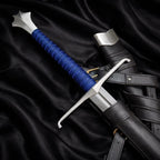 38-inch hand-forged 5160 spring-steel full-tang longsword with leather scabbard – view 4