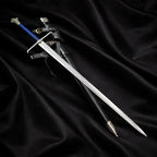 38-inch hand-forged 5160 spring-steel full-tang longsword with leather scabbard – view 5