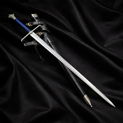 Hand Forged 5160 Steel Sword 38 Inch Full Tang Long Sword with Leather Scabbard