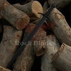 38-inch handmade black-coated Acre Crusader sword with leather handle and scabbard – view 2