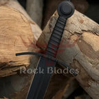 38-inch handmade black-coated Acre Crusader sword with leather handle and scabbard – view 3