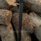 38-inch handmade black-coated Acre Crusader sword with leather handle and scabbard – view 4