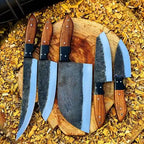 Six-piece hand-forged carbon steel chef knife set