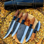 High-carbon steel kitchen knives with coordinated handles