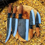 Complete handmade carbon steel kitchen cutlery set