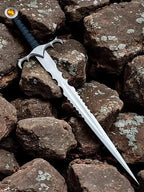 36-inch handmade stainless-steel gothic fantasy Demon sword with amber-colour pommel – view 3