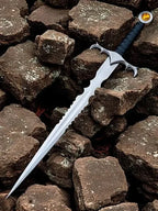 36-inch handmade stainless-steel gothic fantasy Demon sword with amber-colour pommel – view 2