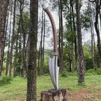 35-inch hand-forged high-carbon steel spear with rosewood handle and protective sheath – view 4