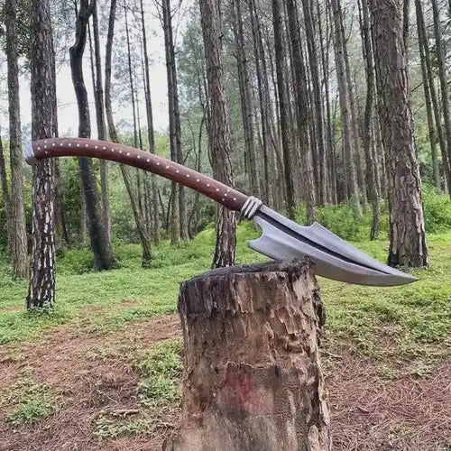 Hand Forged High-Carbon Steel Spear: Rosewood Handle, Display Collectible (35")