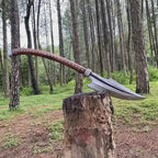 35-inch hand-forged high-carbon steel spear with rosewood handle and protective sheath – view 1