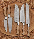 Five chef knife profiles for chopping and slicing