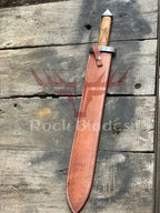 28-inch handmade Damascus Norse Viking sword with wood handle and leather sheath – view 5