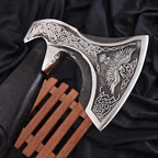 23-inch handmade raven bearded Viking axe with forged steel head and wood handle – view 5