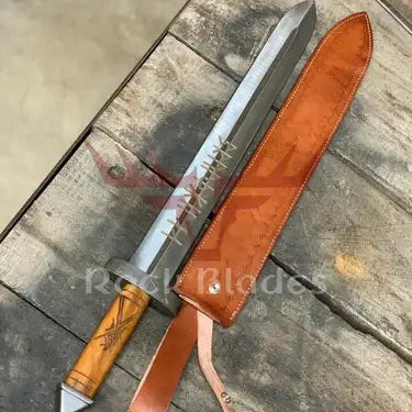 Hand Forged Norse Sword | Viking Sword with Wooden Handle and Leather Sheath
