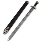 Handmade Etched Damascus Viking Sword with Scabbard – included sheath or scabbard view
