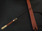 Handmade Damascus Firestorm Medieval Sword with Brass Handle – craftsmanship close-up