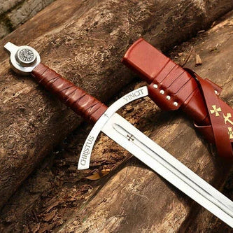 Handmade Faith keeper Knights Templar Sword Replica: High Carbon Steel, Leather