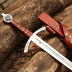 Handmade High-Carbon Templar Sword with Scabbard – blade or head profile