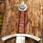 Handmade High-Carbon Templar Sword with Scabbard – included sheath or scabbard view