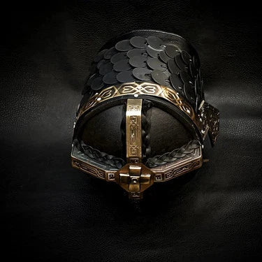 Handmade Gilmi Cosplay Helmet, Dwarven Leather Replica , Bronze & Steel