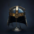 Handmade Gilmi Cosplay Helmet, Dwarven Leather Replica , Bronze & Steel