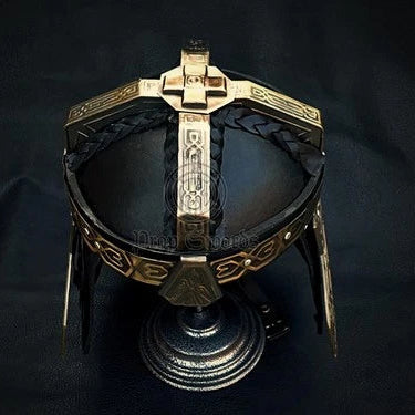 Handmade Gilmi Cosplay Helmet, Dwarven Leather Replica , Bronze & Steel
