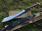 34-inch handmade full-tang 5160 high-carbon machete sword with rosewood and buffalo horn handle – view 2