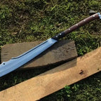 34-inch handmade full-tang 5160 high-carbon machete sword with rosewood and buffalo horn handle – view 1