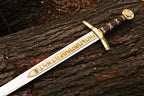 Handmade Excalibur-Inspired Carbon Steel Display Sword – craftsmanship close-up