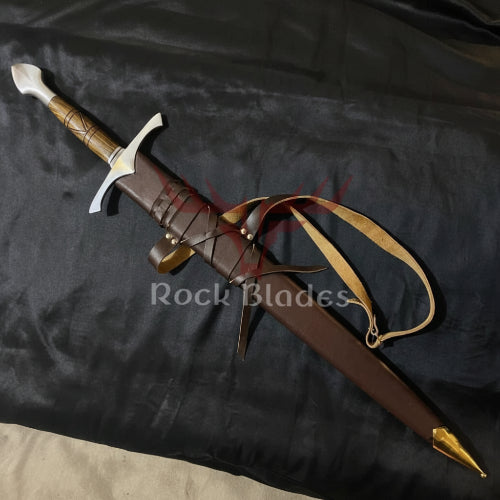 Handmade Medieval Sword 37" D2 Steel Blade viking sword Larp | leather Scabbard